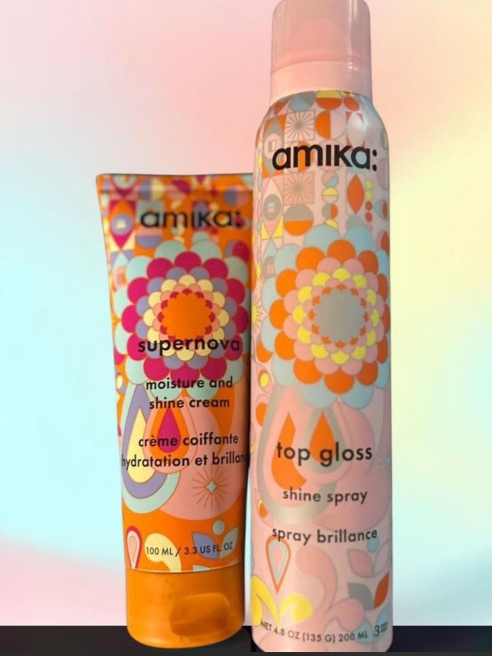 New Amika top gloss shine spray & supernova moisture and shine cream.